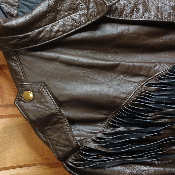 All American Rider Vintage Brown Leather Fringe Jacket - Picture 5 of 12